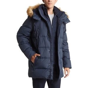 Marc New York Conway Hooded Matte Shell Parka Jacket with Removable Hood